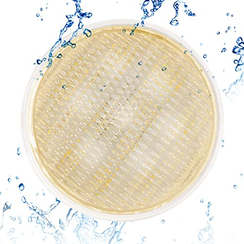 KOLLNIUN Luces LED para piscina, PAR56, luz subacuática, luz blanca cálida, IP68, iluminación impermeable para piscina, 20 W, 12 V CA/CC, iluminación subacuática