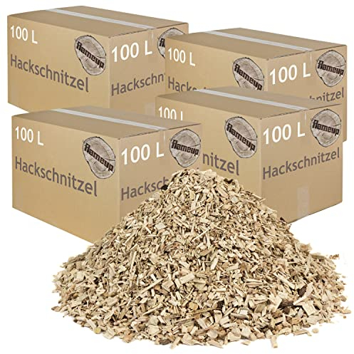Hackschnitzel für Ofen Rindenmulch für Garten Hochbeet Holz Pflanzen Einstreu Holzhackschnitzel Grob Holzschnitzel Streu Beet Abdeckung Deko Abdeckung 100-500 L flameup, Menge:400 L