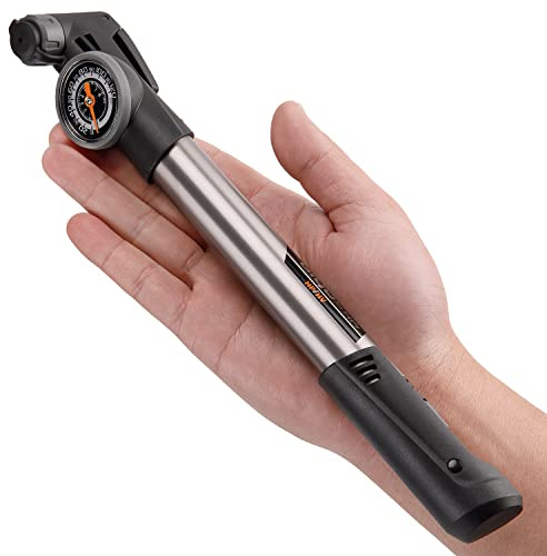 Mini Bike Pump with Pressure Gauge - Presta & Schrader Bike Tire Pump - 120 PSI Portable Bicycle Air Pump for Road & Mountain Bike (Style:A)