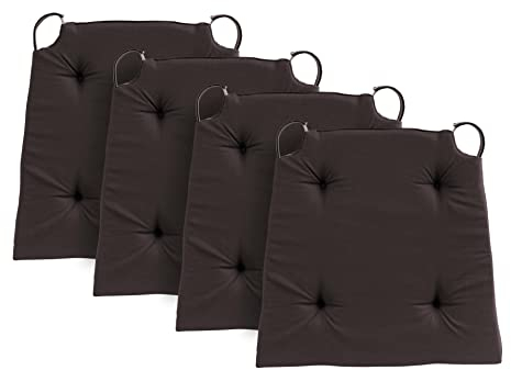Traumnacht Stuhlkissen Basic 4er Set, mit einem Baumwollbezug, 40 x 42 x 5 cm, Kastanie, Öko-Tex Zertifiziert, produziert nach deutschem Qualitätsstandard