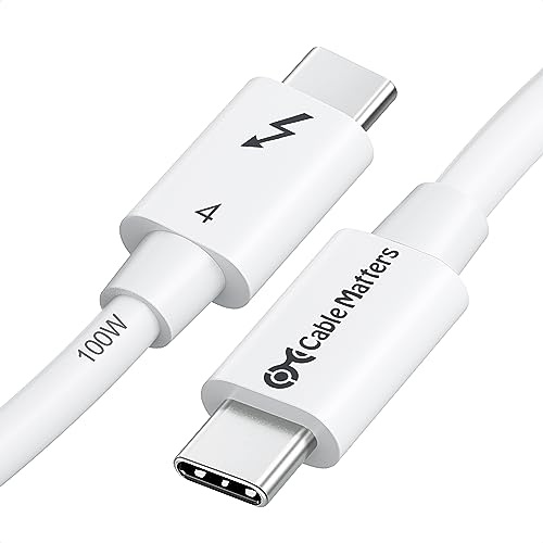 Cable Matters [Intel-certifierad] Thunderbolt 4-kabel 40 Gbps 1,0 m med 8K video och 100 W laddning i vitt – 1 m, kompatibel med USB4, Thunderbolt 3-kabel och USB-C