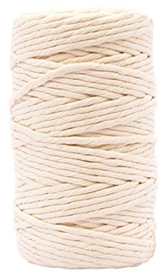 Vaessen Creative Makramee Garn Naturel, 5 mm x 100m, 100 prozent Baumwolle, in Verschiedenen Farben Verfügbar, DIY, Basteln von Dekoration Wie Blumenampel, Wandbehang, Windlicht, Traumfänger