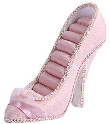 OFUNGO Schmuckaufbewahrungsbox-Ausstellungsstand, Schmuck-Organizer, Ringhalter, Ohrringe, hohe Schuhe, Ringhalter (Color : Pink)