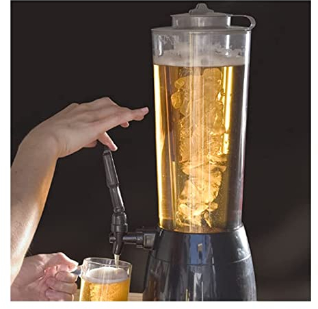 Getränkespender Bierturm Mit Eiszapfen, 2,5 L, Bierfass, Schnaps, Weinausgießer, Getränkespender, Bier for Partys Und Spieltage, Zubehör for Die Hausbar