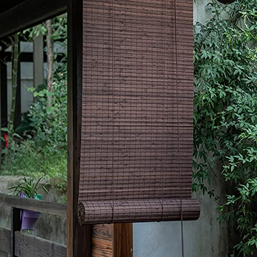 V3VOGUE Natürliche Bambus-Rollo Raffrollos Breite 50cm-150cm - Bambusrollo Aussenbereich Wetterfest, Holzrollo Jalousie, Lichtfilternde Sonnenschutz Fenster Sichtschutz Rollos