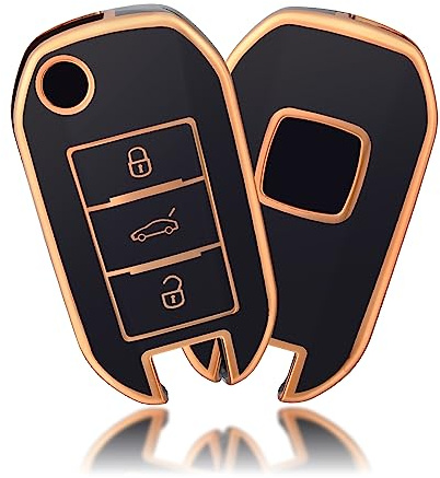 OFFCURVE Schlüsselhülle Autoschlüssel Hülle, Schlüsselcover Schlüsselgehäuse Schlüssel Schutzhülle Passt für Peugeot 208 307 308 407 508 2008 3008 5008 Traveller Citroen C3 C4 C4L C5 DS6 Picasso Ople