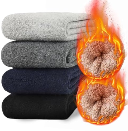 MOSOTECH 5 Pairs Warm Wool Socks for Men, Size 7-12, Thick Thermal Socks Cozy Boot Socks for Cold Winter