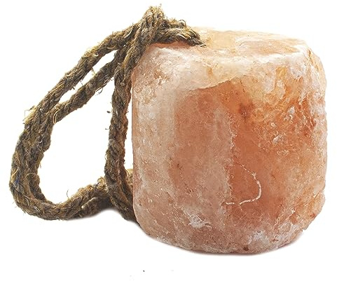 MUYG Himalayan Salt Lick Natural Minerals Block on Rope for Horses,Cattles,Deer,Goat and Other Livestock Long Lasting Original Pink Salt Lick (2.4-3.3 lbs)