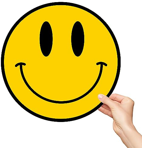 Smiley Face Decal Sticker 12×12 – Waterproof UV-Coated Vinyl Wall Decal, Removable Smile Sticker for Wall, Window, Laptop, Car, SUV Luggage Decor