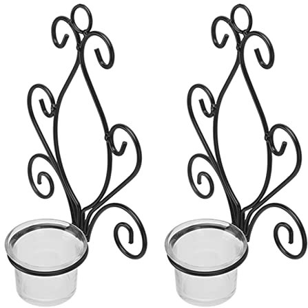 Juego De 2 Candelabros De Candelabro De Pared, Candelabros De Metal Para Velas, Candelabros De Pared Vintage Negros, Decoración De Arte De Pared, Candelabro Decorativo Para Colgar En La Pared Para Sal