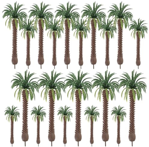 DecorDwell 20 Stück Modellbau Bäume,Modell Kokospalmen Palm,Palm Baum Modell,Miniatur Palme Kunststoff,Modelle Architekturbäume,Mixed Modell Baum für DIY Landschaft, Miniaturlandschaften,Sandtisch
