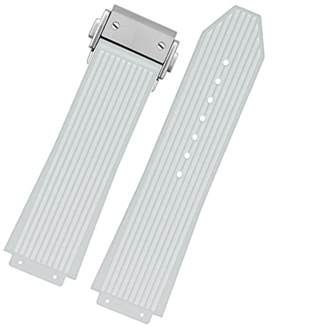 EGSDSE Für Hublot BIG BANG Herren Blau Weiß Blau Schwarz Silikon Gummi Armband Mit Schmetterling Schnalle Zubehör 26x19mm, 25.19mm, Achat