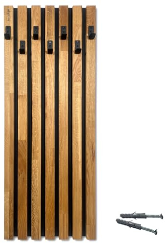 FLEXISTYLE Kleiderhaken wand Wandgarderobe Garderobe Holz Eiche Lamellen Schwarz modular Höhe 98cm (Hauptmodul A 40cm)