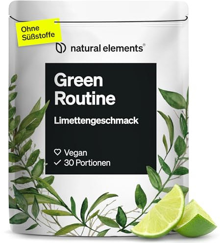 natural elements Green Routine – Greens Pulver für Sport & Fitness – mit 17 Superfoods – Coenzym Q10, Citicolin, Vitamine, Mineralstoffe – vegan – in Deutschland produziert & laborgeprüft