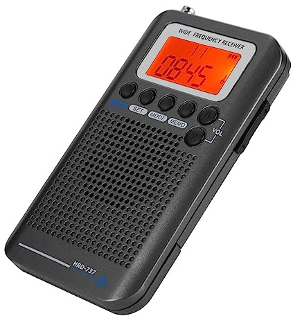 Yctze Receptor de Radio Portátil para Aviones VHF de Banda Completa, Escáner de Tráfico Aéreo Portátil para Escucha de Aviación, Avión, Marina y Policía - Radios Digitales de
