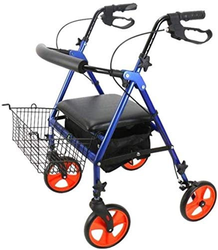CGCSYZ Gehgestell, 4 Räder, Aluminium-Roller, mit gepolsterter Sitzlehne, Rollstuhl für ältere Menschen, zusammenklappbare Gehhilfe(