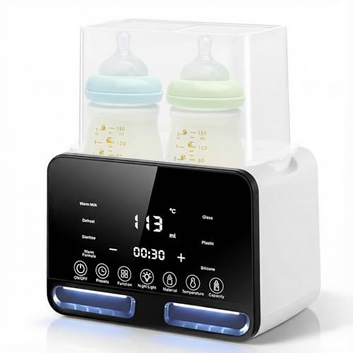 Carehabi Scaldabiberon per 2 Biberon, Bianco – Scaldabiberon 4-in-1 con Sterilizzatore e Regolazione della Temperatura, Scaldapappa per Riscaldare e Scongelare Alimenti