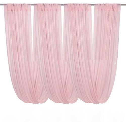 LUMoony Chiffon Schleier Vorhänge 300cm*150cm Weich Glatt Querbehang Freihanddeko Drapierstoff Tüllstoff Hochzeitsbogen Für Outdoor Hochzeit Party Szene Dekoration Dach Decke Vorhang Dekoration-Rosa