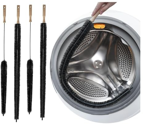 4-Pack Ventilationsrengöringssats Borste för Tvättmaskin och Torktumlare - Klädtork Ludd Ventilationsfälla Rengöring Hem Nödvändigheter Lång Flexibel