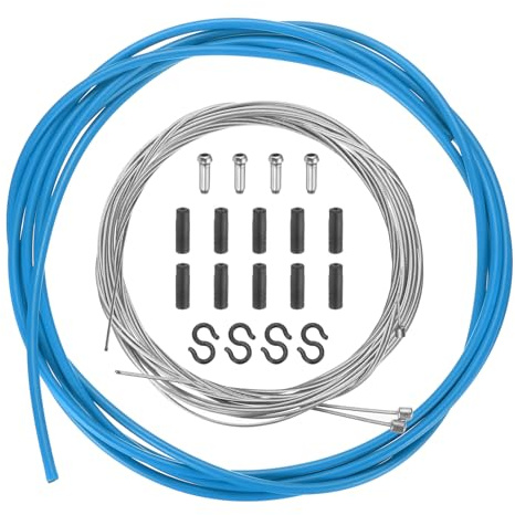 QUARKZMAN Juego De Funda De Cable De Cambio Para Bicicleta Universal Cable De Freno Y Cambio De Transmisión Kit De Reemplazo De Funda De Cable Para Bicicleta De Carretera Y Montaña, Azul | Cable universal de transmisión de freno de bicicleta para bicicleta de montaña y carretera