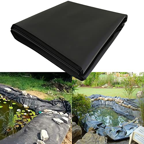 Robuste Teichfolie, 4 m x 3 m, langlebiger, verstärkter HDPE-Kunststoff, flexibel und undurchlässig, ideal für Landschaftsbau, schwarze Farbe, wasserdichte Gartenteichfolie