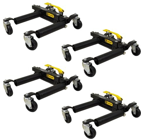 4pcs Hydraulic Wheel Dolly RocwooD Heavy Duty Vehicle Positioning Car 2720KG/6,000lbs Heavy Duty Steel 76KG Car Garage Workshop Dealership Skate Dollies