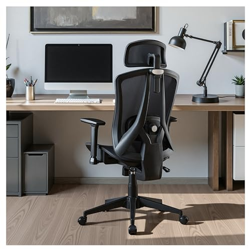 STOOLINK Silla de Oficina Ergonomica con 3D Reposabrazos Ajustable y 3D Reposacabezas Ajustable, Soporte Lumbar Dinámico Silla Oficina de Malla de Carbono Giratoria con Ruedas para Oficina en Casa