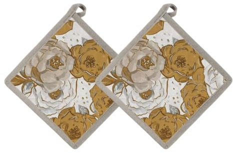 Set mit 2 Topflappen aus Baumwolle, 20 x 20 cm, Topflappen für Küche und Backofen, waschbar und weich, ideal für Töpfe und Pfannen