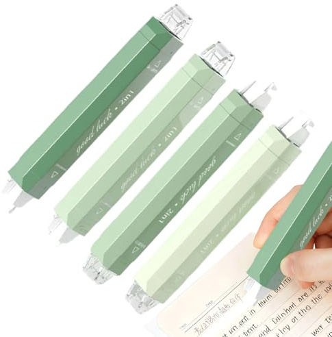 Generisk korrigeringsrulle vit – 5,71 tum ABS-roller penna | dubbelsidig tejp set om 4 för skola kontor pyssel anteckningsböcker scrapbooking gör-det-själv-projekt elever tonåringar vuxna