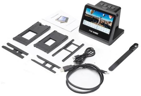 Scanner per Diapositive e Negativi 22 MP con Schermo LCD da 5 Pollici e Memoria Interna da 16 GB per Convertire Vecchie Foto in JPEG