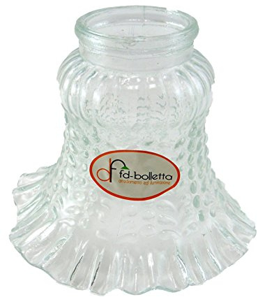 FD-Bolletta Paralume di Vetro di Ricambio, Campana Trasparente VL2 per Lampada - Misure: H 11cm, Ø 14cm, Ø Imboccatura 5,5cm - Arredamento e Illuminazione