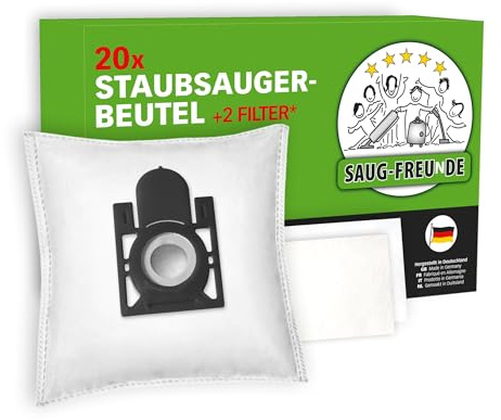 SAUG-FREUnDE I 20 Staubsaugerbeutel für EIO BS 05/, BS 47/, BS 52/, BS 54/, BS 55/, BS 57/, BS 58/, BS 70/, BS 71/, BS 80/, BS 88/, BS 97/, BS 98/, Original Nr. 9, Nr. 14, Nr. 26 (EI1)