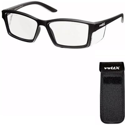 voltX Vision säkerhetsläsare, fullglaserade säkerhetsglasögon (+1,0 dioptre, klar lins) CE EN166ft, dimfri UV400-lins, utbyggbar säkerhetspåse