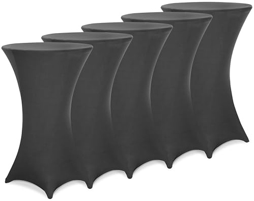 Deuba 5 x Manteles elásticos para Mesa de pie Alta de 80cm Lavable fácil Cuidado Antracita para Eventos matrimonios