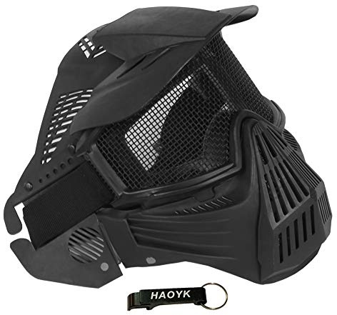Taktische Maske Atmungsaktive Mesh Full Face Schutzmaske für Halloween Kostüm Party CS Spiel (Black)