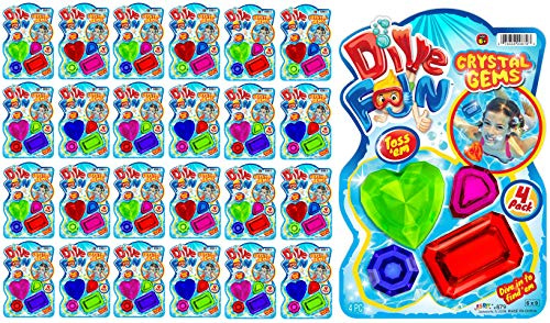 JA-RU Diving Gems Toys (24 Pack, 96 Gemstones) Swimming Pool Dive Toys. Sinking & Floating Pool Toys. Beach Toys & Outside Activities for Kids. Bulk Birthday Party Favors. 879-24p
