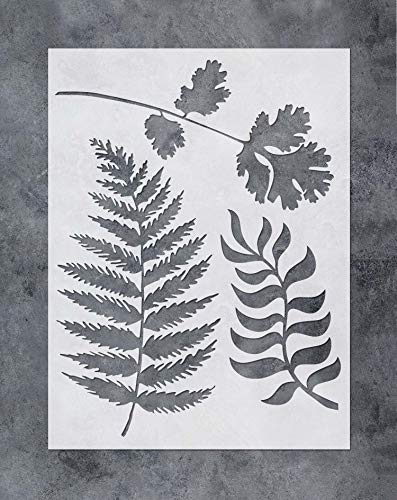 GSS Designs Wall Painting Leaf Stencils - Fern Wall Art Painting Airbrush Stencils (12x16 inch) - Painting Tools for Wood Canvas Furniture Wall Home Decor (SL-055)