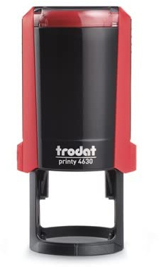 Trodat - Printy 4630 – Timbro rotondo personalizzato con testo desiderato, personalizzalo qui online – Colore della cassa rosso – timbro per indirizzo – timbro aziendale – con testo desiderato – 30 mm