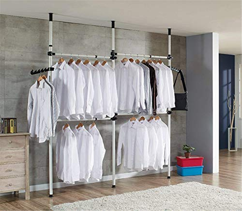 Garderobe Teleskop-System Garderobe Teleskop System, Teleskopstange Kleiderständer Garderobenständer mit 4 Kleiderstangen Verstellbares Regalsystem Ordnungssystem