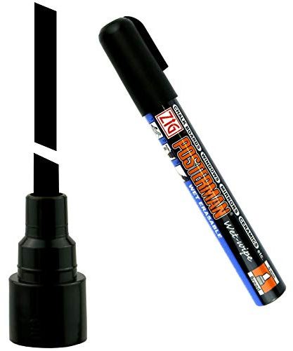 3 Stück PREMIUM Kreideschreiber ZIG Posterman Wet-Wipe PMA-550 wasserlöslich 6mm (Schwarz)