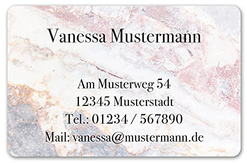 100 Visitenkarten, laminiert, beidseitig bedruckt, 85 x 55 mm, inkl. Kartenspender - Design Marmor Struktur