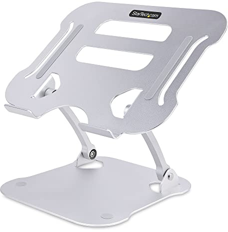 StarTech Laptopständer, Höhenverstellbar, Ergonomisch, Aluminium, Silber | Faltbarer Notebookständer, Schwenkbar, Tragbar, Tragkraft 10kg, Laptophalterung