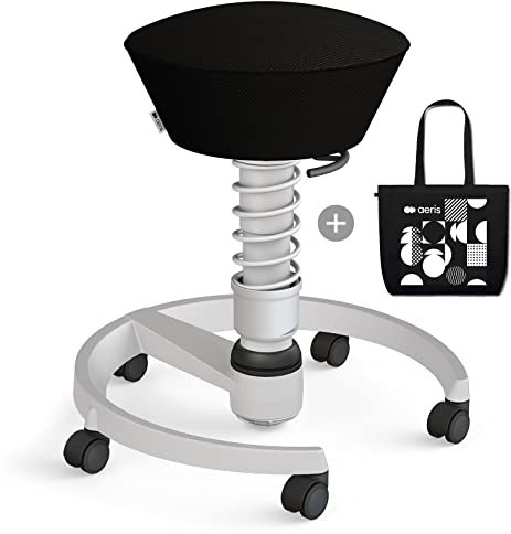 aeris Swopper Air mit Baumwolltasche, Ergonomischer Hocker, Bürohocker höhenverstellbar, Vielseitiger Sitzhocker für einen gesunden Rücken, Bürostuhl mit Rollen, 45-59 cm Sitzhöhe, Feder Standard