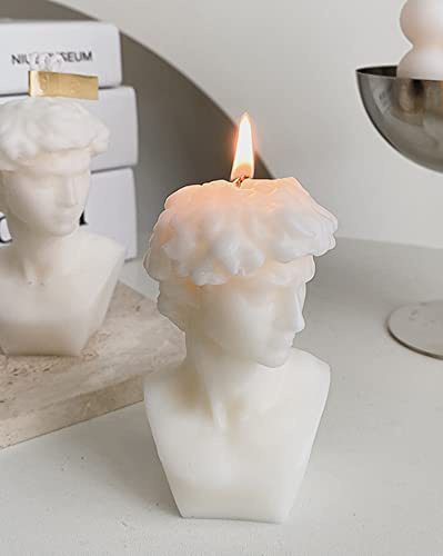 David Bust Bougie parfumée en cire de soja grecque,110 g,Esthétique,Décoration de table,Cadeau d'anniversaire,Parfaite pour la méditation, le soulagement du stress,Pour le bain et le yoga,Blanc