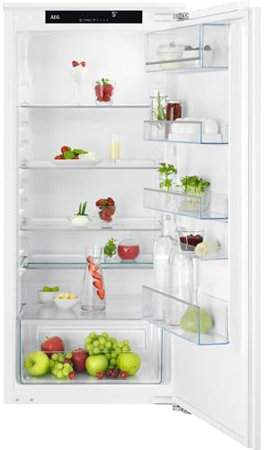 AEG Einbaukühlschrank 123cm ohne Gefrierfach, Serie 5000 OptiSpace: 3x vielfach verstellbare & 1x teilbare Glasablage, großer Kühlraum (203L), LCD-Display, Schnell-Kühlen-Funktion, Festtür, TSK5O12WDF