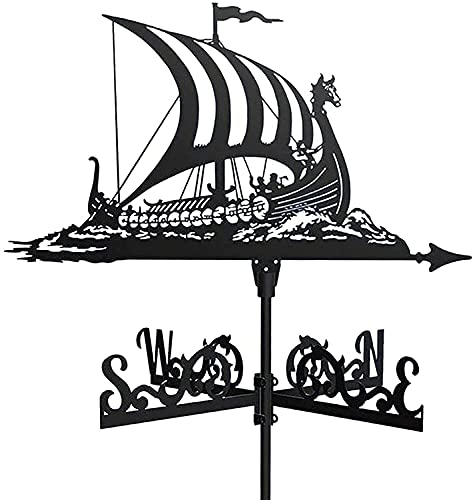 Trädgårdsvindflöjel,Väderflöjel for trädgård Metallväderflöjel med slagskeppsprydnad, väderflöjel Segelbåtsskepp Weathercock Vindriktning for Hus Trädgård Trädgård Utomhus Väderflöjlar