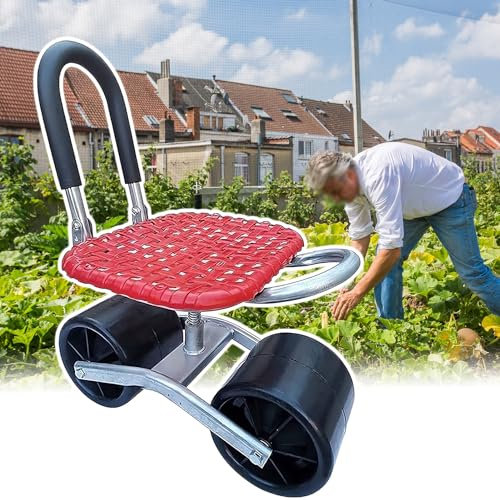 YURCI 360-Grad-Drehsitz, Rollhocker, Gartenwagen mit Rädern, Verstellbare Sitzhöhe und -richtung, Stabiler Arbeitssitz, Robuster Wagen für Landwirtschaftliche Pflücken In Der Hocke