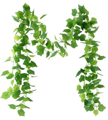 Kellegour 2 Pack Artificial Ivy Garland,7.87 Ft Realistic Fake Vines,Green Leaves Fake Plants,Ivy Garlands Artificial,Hanging Vines for Wedding,Party,Garden,Patio,Room,Wall