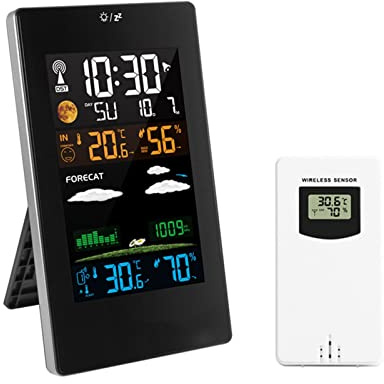 Stazione meteorologica con pluviometro Stazione meteorologica Meteo Orologio Wireless Color Display digitale Digital Temperatura Monitor Umidità Interni Outdoor Senza fili per interni ed esterni