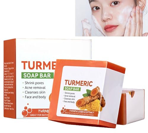 KOAHDE Savon pour le Visage au Curcuma,Barre de Savon Anti-taches au Curcuma,Nettoyage en Profondeur,Exfoliant,Gingembre Naturel,Anti Taches